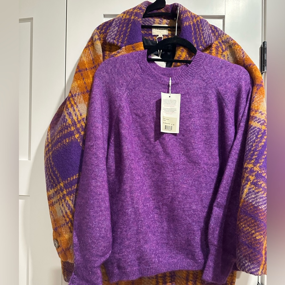 Sezane Purple Crew Neck Sweater